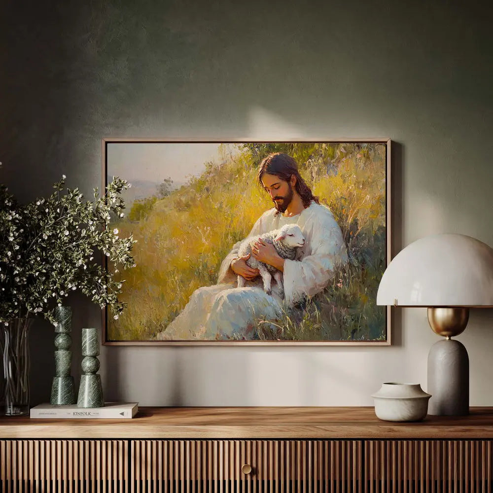 Jesus Holding Lost Sheep